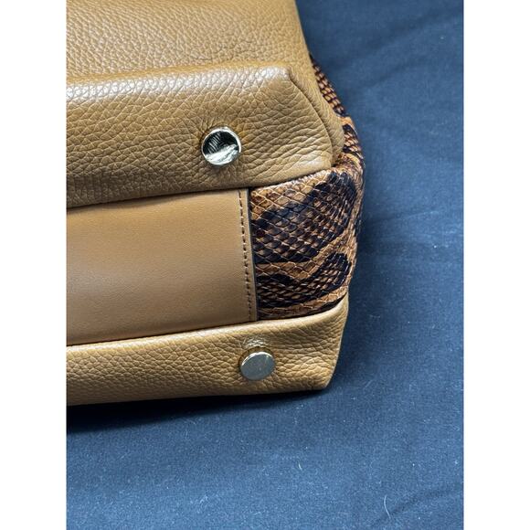 Michael Kors Python Embossed Satchel Bag Leather Acorn NWT Brown Office Tote - Picture 8 of 16